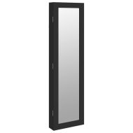 Огледален шкаф за бижута, стенен монтаж, черен, 30x8,5x67 см