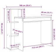 Бюро с рафт Циментено сиво 100 x 40 x 90 cm Инженерно дърво