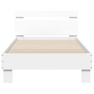 Рамка за легло с табла и LED осветление, бяла, 90x190 см