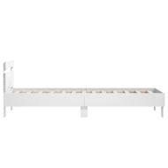 Рамка за легло с табла и LED осветление, бяла, 90x190 см