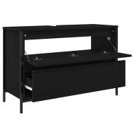 Шкаф за баня с чекмеджета Черен дъб 90x34,5x60 cm