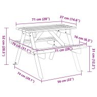 Пикник маса за 4 деца, с отвор за чадър, чамова дървесина масив