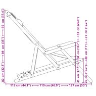 Сгъваем плажен стол, синьо-бял, масивно дърво евкалипт и плат