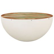 Кафе маса форма на купа бял Ø50x24 см регенерирано дърво масив