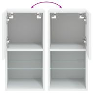 ТВ шкафове с LED осветление 2 бр бели 30,5x30x60 см