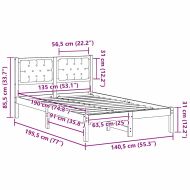 Рамка за легло Таупе 135 x 190 cm Солидно борово дърво
