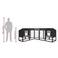 Външна клетка за зайци с пътечка, сиво и бяло, чам масив