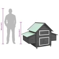 Птичарник, сиво и бяло, 150x96x110 см, масивен чам