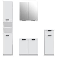Комплект мебели за баня от 4 части, бял, инженерно дърво