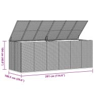 Кутия за градински възглавници PE Ратан 291x100,5x104 см сива