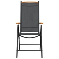 Градински трапезен комплект, 7 части, черен, алуминий