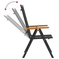 Градински трапезен комплект, 7 части, черно и кафяво, алуминий