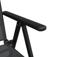 Градински трапезен комплект, 7 части, черен, алуминий