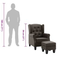 Фотьойл с табуретка за крака, таупе, текстил