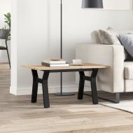 Кафе маса Y-образна рамка 80x50x40 см бор масив и стомана