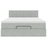 Османско легло с матрак Светло сиво 140x190 cm Кадифе