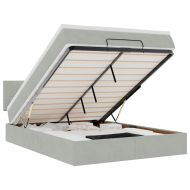 Османска легло с матрак и LED, светлосиво, 140x190 см, кадифе