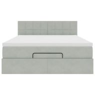 Османска легло с матрак и LED, светлосиво, 140x190 см, кадифе