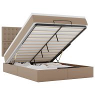 Османска легло с матрак&LED капучино 140x190 см изкуствена кожа