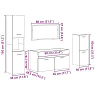 Комплект мебели за баня от 4 части бетонно сив инженерно дърво