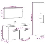 Комплект мебели за баня от 3 части бетонно сив инженерно дърво