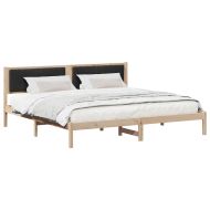 Рамка за легло Черно 200 x 200 cm Солидно борово дърво