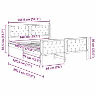 Рамка за легло Тъмен сив 140 x 190 cm Солидно борово дърво