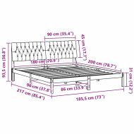 Леглова рамка с тапицирана гръбна част Бяло 180 x 200 cm