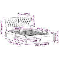 Леглова рамка с тапицирана гръбна част Бяло 150 x 200 cm