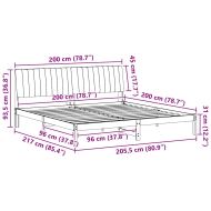 Рамка за легло Кафяво 200 x 200 cm Солидно борово дърво