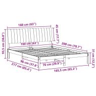 Рамка за легло Кафяво 150 x 200 cm Солидно борово дърво