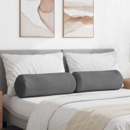 Възглавници валяци 2 pcs Тъмен сив Ø 25 x 70 см