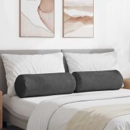 Възглавници валяци 2 pcs Тъмен сив Ø 25 x 70 см Кордюрова тъкан