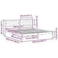 Рамка за легло Светлосиво 160 x 200 cm Солидно борово дърво