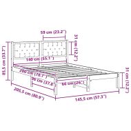 Рамка за легло Таупе 140 x 200 cm Солидно борово дърво