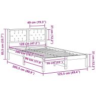 Рамка за легло Черно 120 x 200 cm Солидно борово дърво