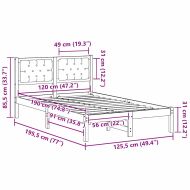 Рамка за легло Тъмен сив 120 x 190 cm Солидно борово дърво