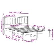 Леглова рамка с тапицирана гръбна част Черно 140 x 200 cm