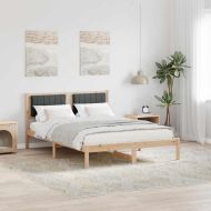 Леглова рамка с тапицирана гръбна част Тъмен сив 120 x 190 cm