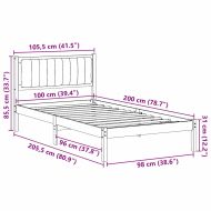 Леглова рамка с тапицирана гръбна част Черно 100 x 200 cm