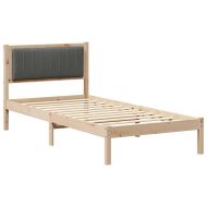 Леглова рамка с тапицирана гръбна част Тъмен сив 90 x 190 cm