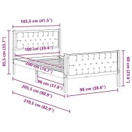 Рамка за легло Черно 100 x 200 cm Солидно борово дърво