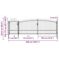 Градинска оградна порта с пики, 5x2,25 м, черна