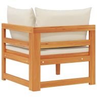 Ъглов диван с кремавобели възглавници акация масив