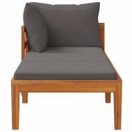 Шезлонг с 1 подлакътник, тъмносив, акациево дърво масив