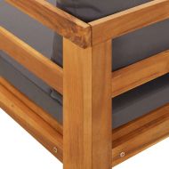 Шезлонг с 1 подлакътник, тъмносив, акациево дърво масив