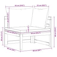 Ъглов диван с тъмносиви възглавници, акациево дърво масив