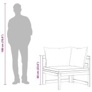 Ъглов диван с тъмносиви възглавници, акациево дърво масив