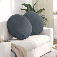 Възглавници за седалки 2 pcs Тъмен сив Ø 40 x 13 см Кадифе