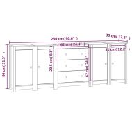 Сайдборд, бял, 230x35x80 см, бор масив